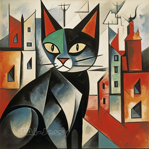 cat in city, Pablo Picasso